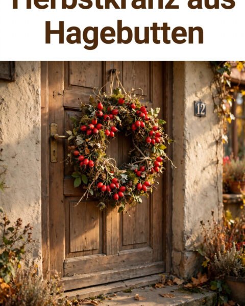 Herbstkranz aus Hagebutten binden: Anleitung