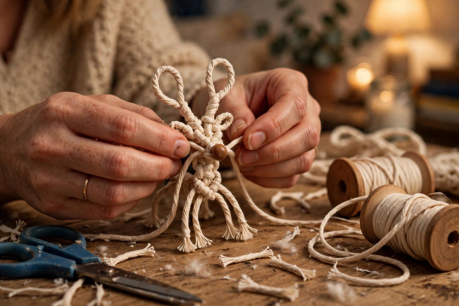 Makramee-Knoten am Rentier Ornament