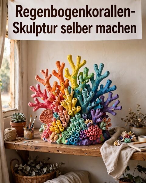 Regenbogenkorallen-Skulptur aus Modelliermasse selber machen